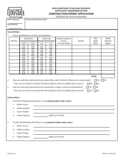 DNR Form 542-3029 Schedule 3B  Printable Pdf