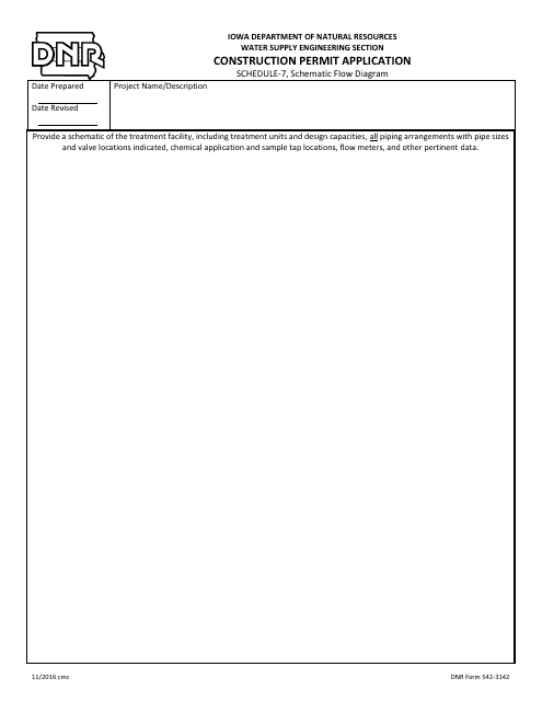 DNR Form 542-3142 Schedule 7 Construction Permit Application - Schematic Flow Diagram - Iowa