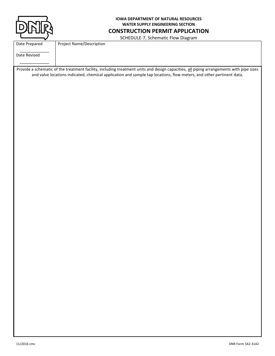 DNR Form 542-3142 Schedule 7 Construction Permit Application - Schematic Flow Diagram - Iowa, Page 1