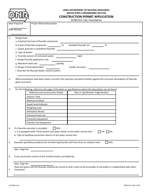 DNR Form 542-3132 Schedule 13D  Printable Pdf