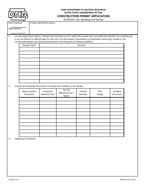 DNR Form 542-3133 Schedule 13E  Printable Pdf
