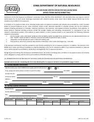 Document preview: DNR Form 542-1249 No-Exposure Certification for Exclusion From Npdes Storm Water Permitting - Iowa