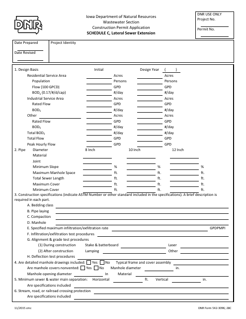 DNR Form 542-3096 Schedule C  Printable Pdf