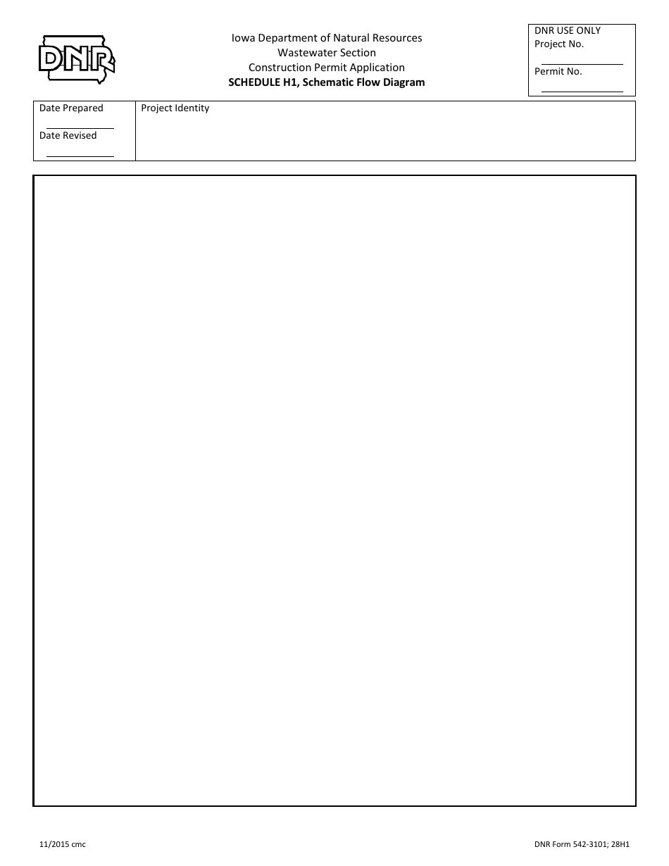 DNR Form 542-3101 Schedule H1 Construction Permit Application - Schematic Flow Diagram - Iowa, Page 1