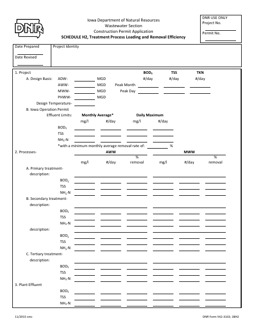 DNR Form 542-3102 Schedule H2  Printable Pdf