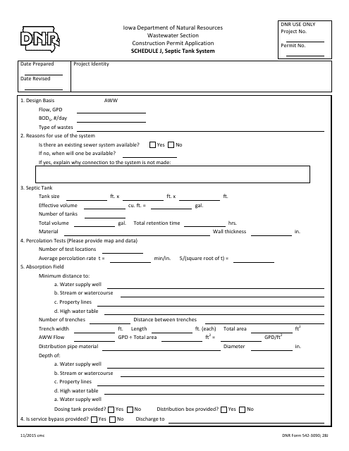 DNR Form 542-3090 Schedule J  Printable Pdf