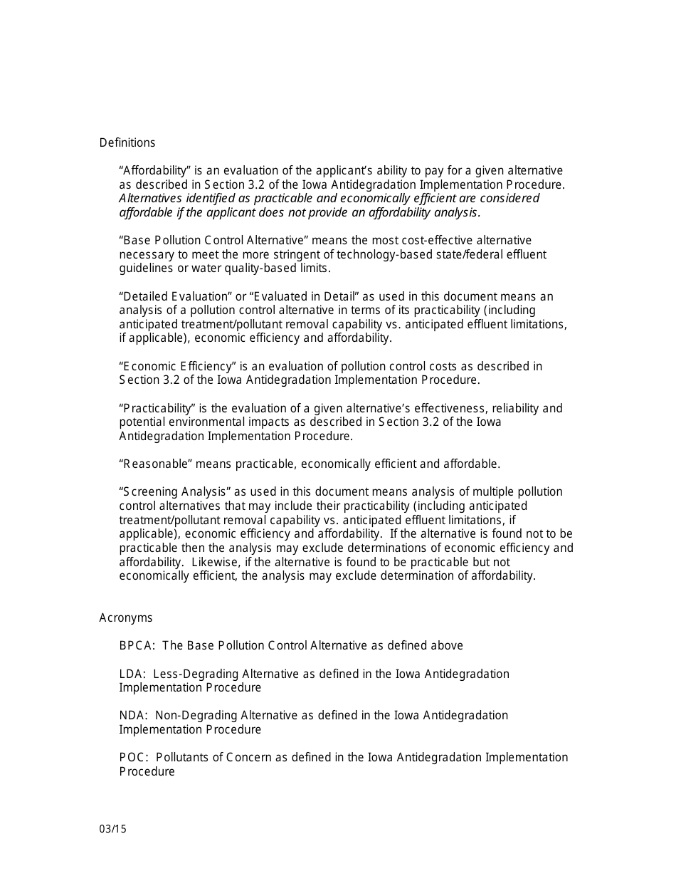 Exhibit 9A Preliminary Review of Antidegradation Alternatives Analysis - Iowa, Page 4