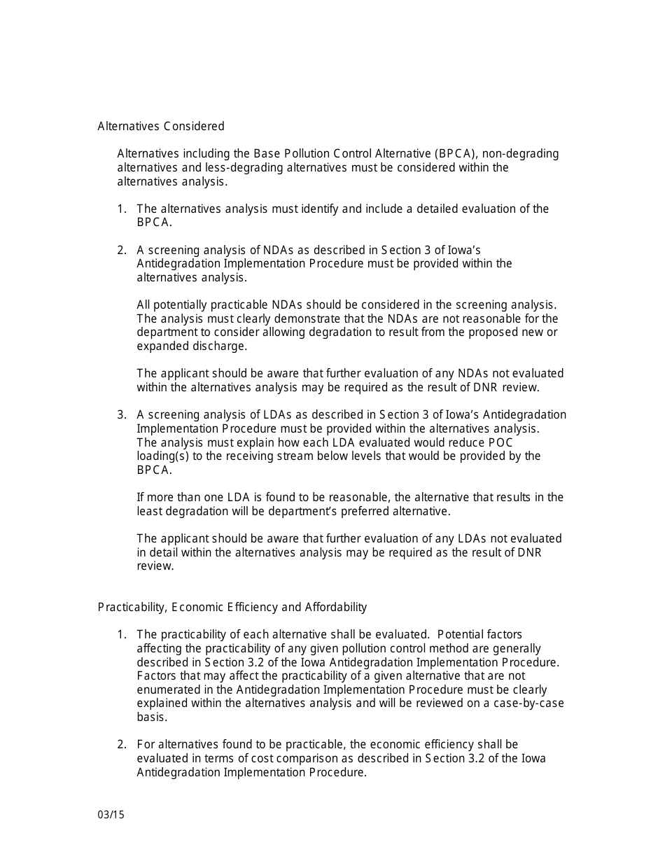 Exhibit 9A Preliminary Review of Antidegradation Alternatives Analysis - Iowa, Page 5