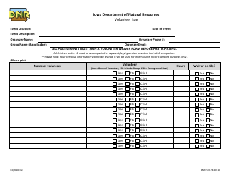 Document preview: DNR Form 542-0110 Volunteer Log - Iowa