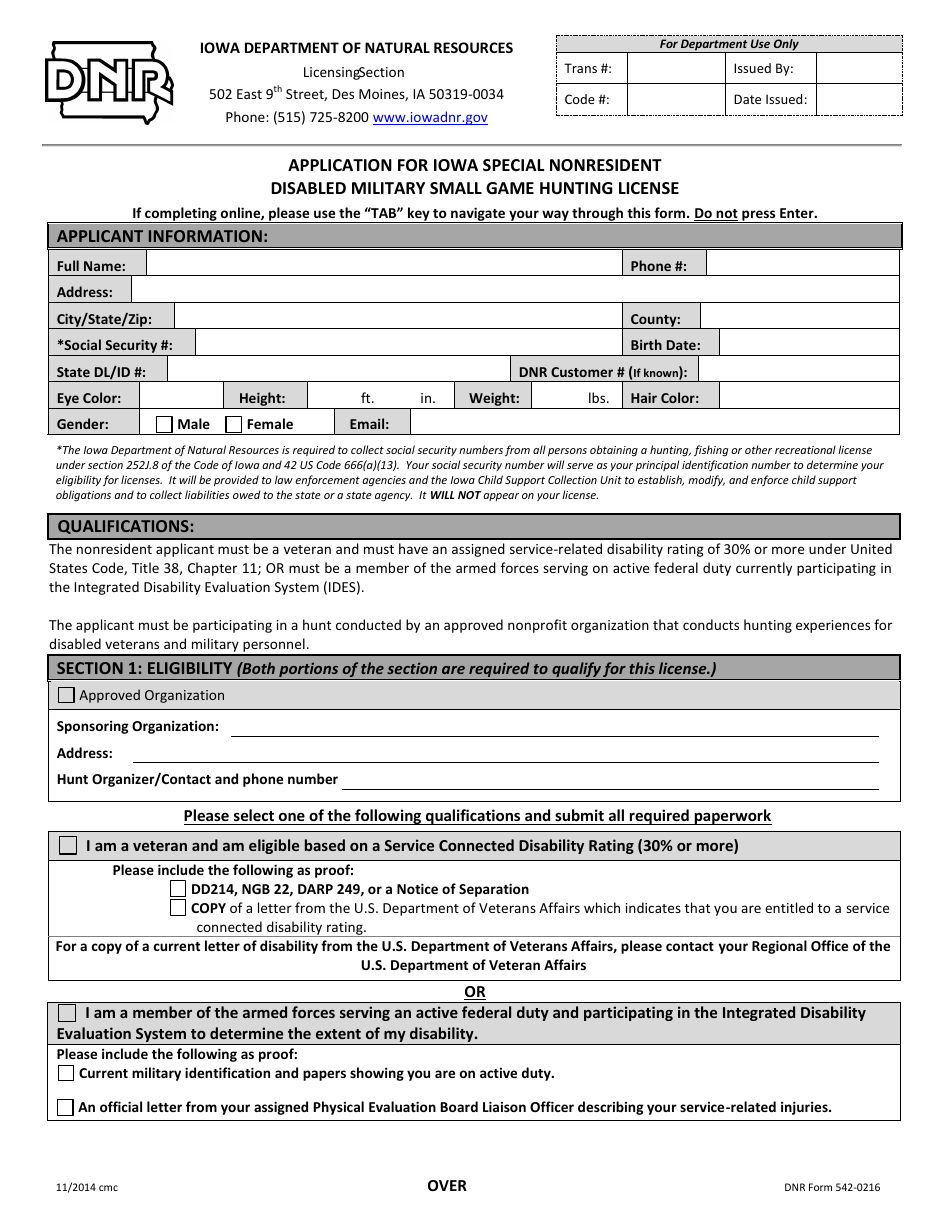 DNR Form 542-0216 - Fill Out, Sign Online and Download Fillable PDF ...