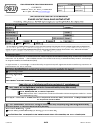 DNR Form 542-0216 Application for Iowa Special Nonresident Disabled Military Small Game Hunting License - Iowa
