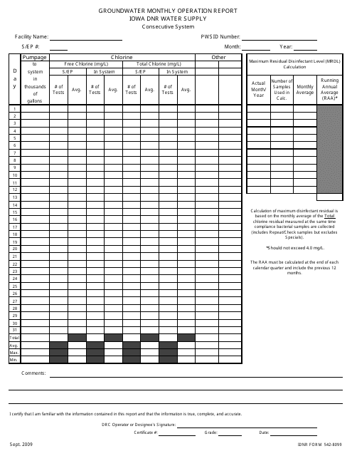 DNR Form 542-8099  Printable Pdf