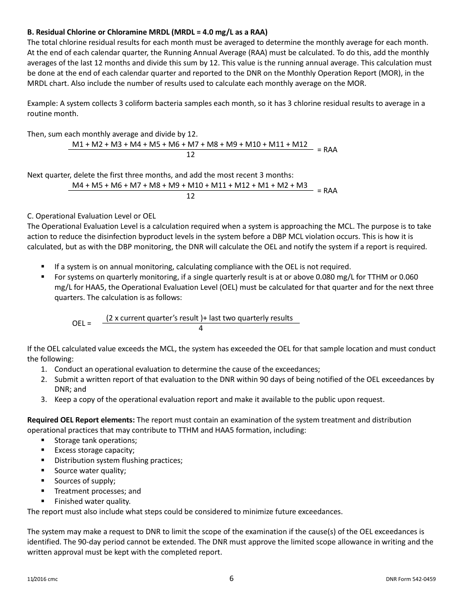 DNR Form 542-0459 Stage 2 Disinfectants and Disinfection Byproduct Rule Monitoring Plan - Groundwater Systems Serving at Least 10,000 People and Using Chlorine or Chloramines - Iowa, Page 6