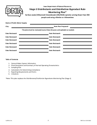 DNR Form 542-0460 Stage 2 Disinfectants and Disinfection Byproduct Rule Monitoring Plan - Surface Water/Influenced Groundwater (SW/Igw) Systems Serving Fewer Than 500 People and Using Chlorine or Chloramines - Iowa