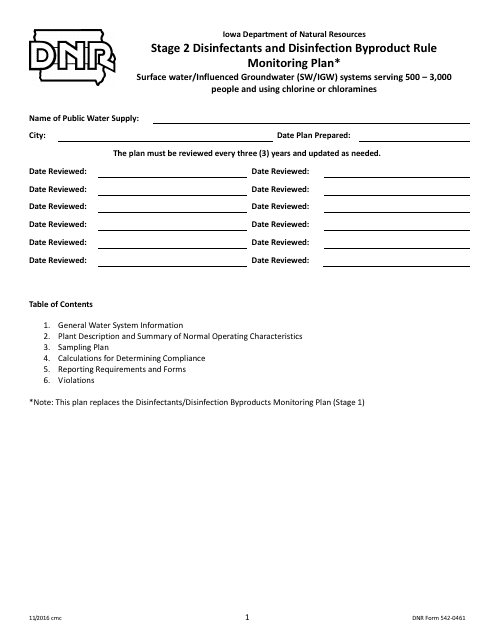DNR Form 542-0461  Printable Pdf