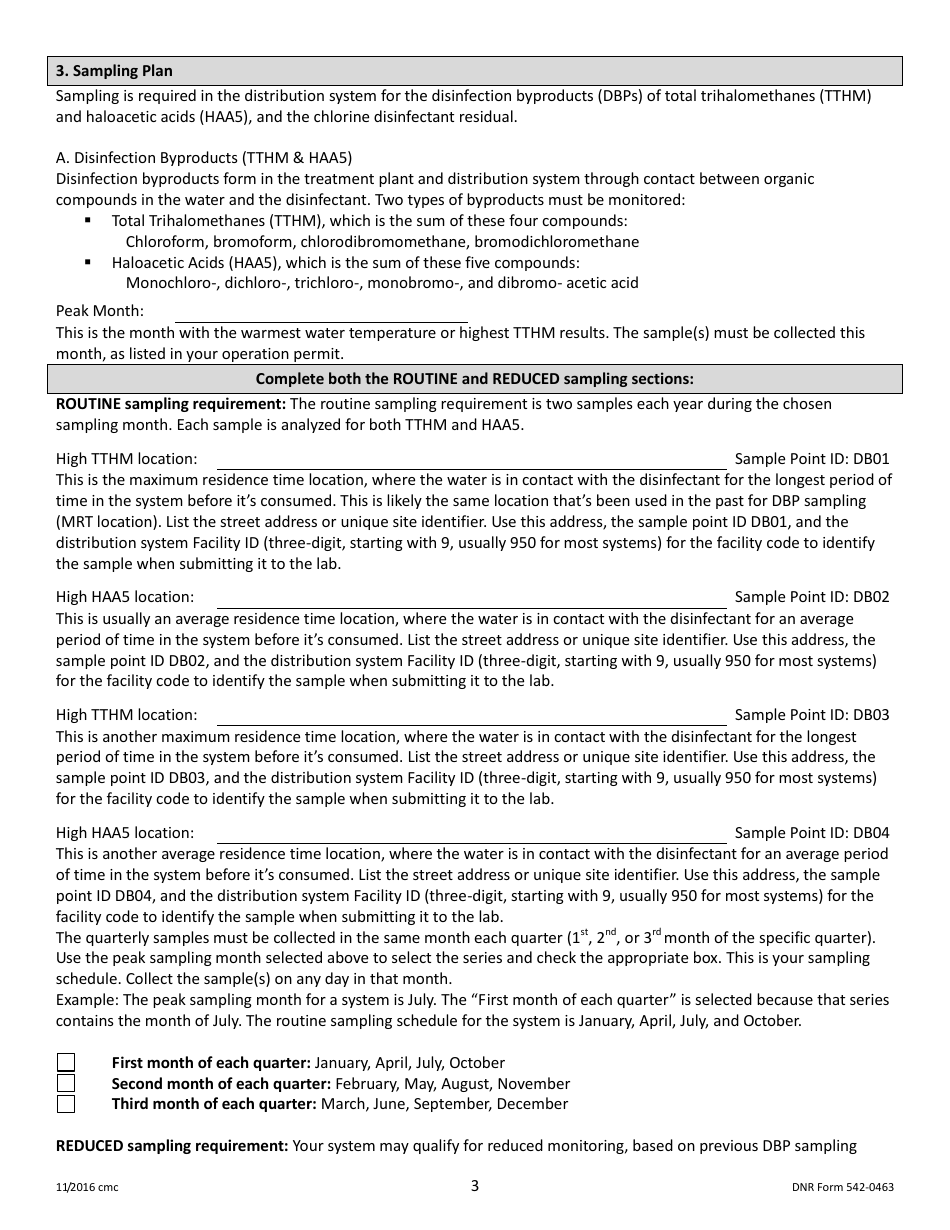 DNR Form 542-0463 Stage 2 Disinfectants and Disinfection Byproduct Rule Monitoring Plan - Surface Water / Influenced Groundwater (SW / Igw) Systems Serving 10,000 - 49,999 People and Using Chlorine or Chloramines - Iowa, Page 3