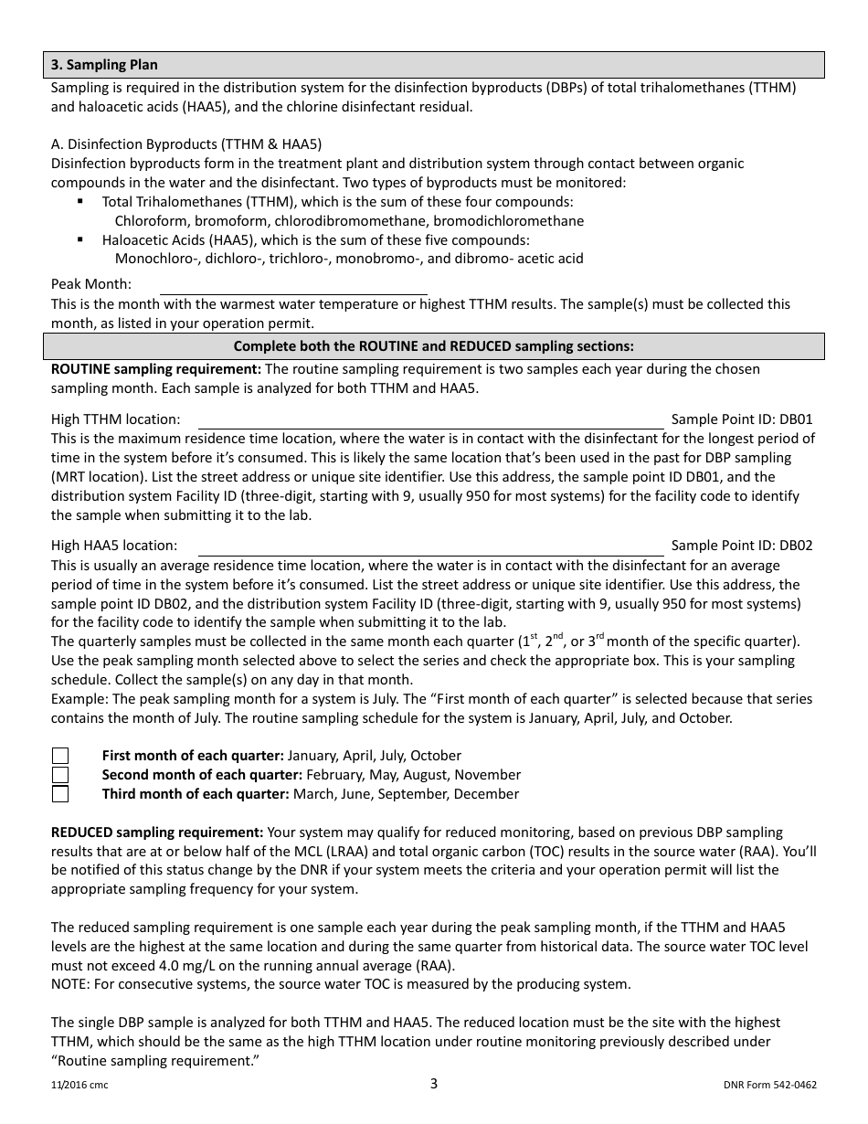 DNR Form 542-0462 Stage 2 Disinfectants and Disinfection Byproduct Rule Monitoring Plan - Surface Water / Influenced Groundwater (SW / Igw) Systems Serving 3,301 - 9,999 People and Using Chlorine or Chloramines - Iowa, Page 3