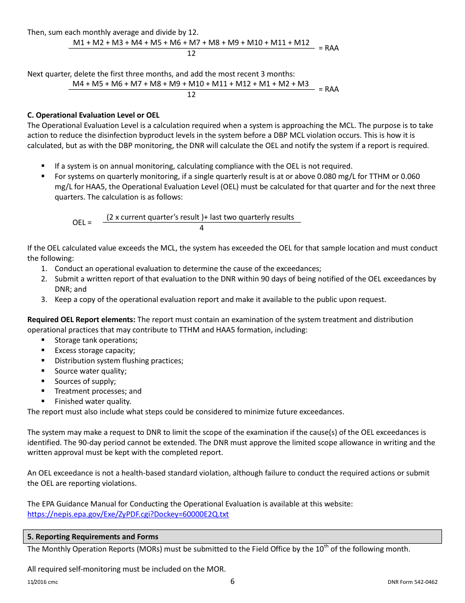 DNR Form 542-0462 Stage 2 Disinfectants and Disinfection Byproduct Rule Monitoring Plan - Surface Water / Influenced Groundwater (SW / Igw) Systems Serving 3,301 - 9,999 People and Using Chlorine or Chloramines - Iowa, Page 6