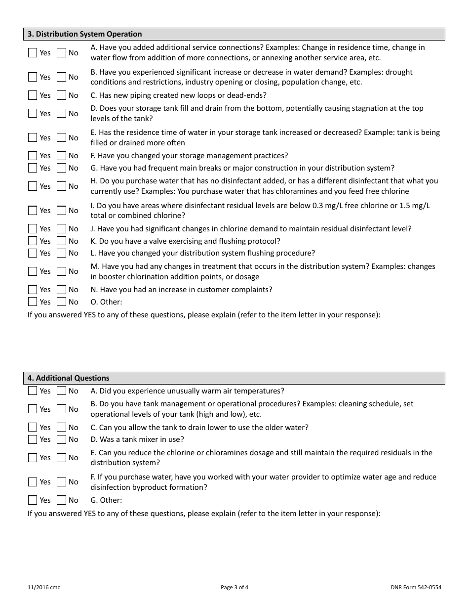 DNR Form 542-0554 Operational Evaluation Level Report - Water Supply Program - Iowa, Page 3