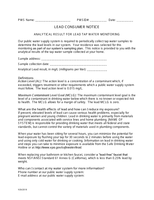 Lead Consumer Notice for Community Systems - Iowa