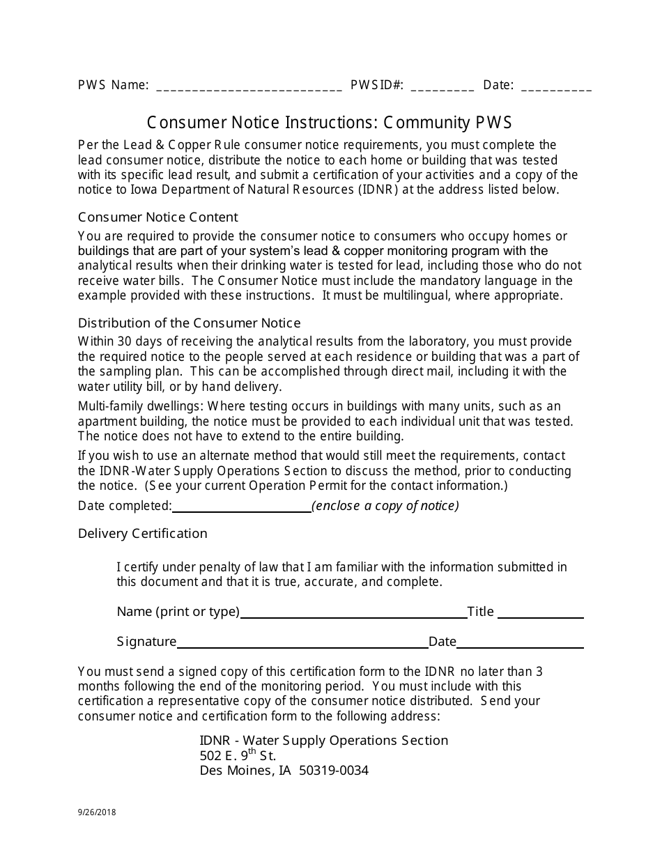 Lead and Copper Consumer Notice for Community Systems - Iowa, Page 2
