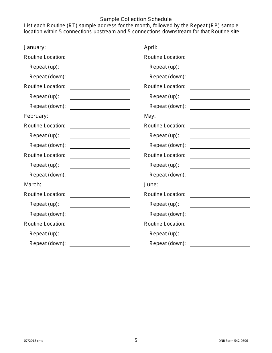 DNR Form 542-0896 Public Water Supply Bacteria Sampling Plan Requirements for Surface Water / Igw Systems Collecting Two or More Monthly Samples - Iowa, Page 5