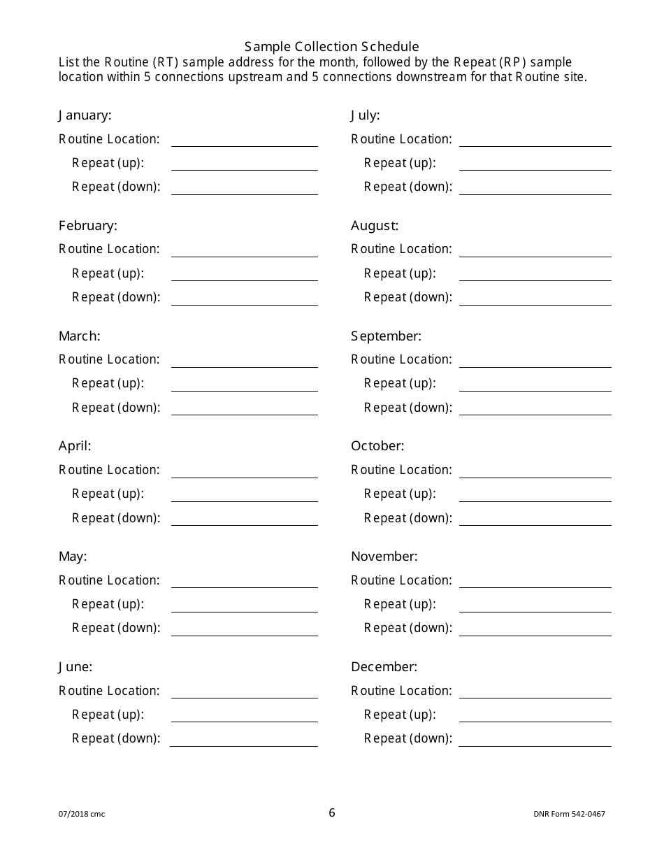 DNR Form 542-0467 Public Water Supply Bacteria Sampling Plan Requirements for Groundwater Systems Collecting One Monthly Sample - Iowa, Page 6