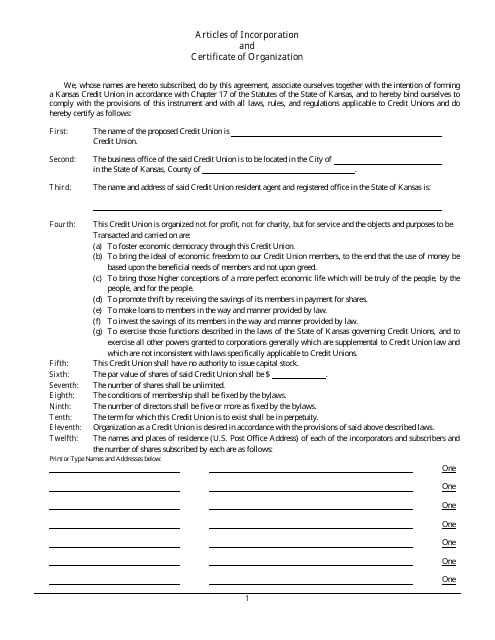 Articles of Incorporation and Certificate of Organization - Kansas