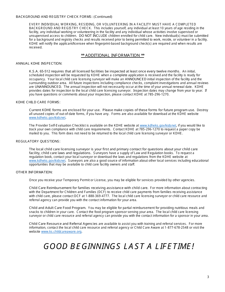 Instructions for Form CCL.201 Application for a Licensed Day Care Home or Licensed Group Day Care Home - Kansas, Page 3