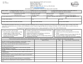 Form CCL002 Background and Registry Checks for Child Care Facilities - Kansas