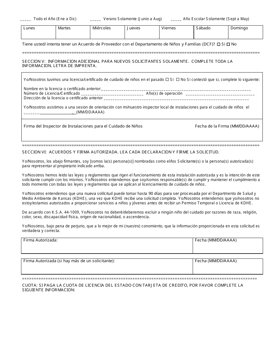 Formulario CCL.201 Solicitud Para Una Guarderia De Ninos En Hogar Con Licencia O Una Guarderia Grupal De Ninos En Hogar Con Licencia - Kansas (Spanish), Page 3