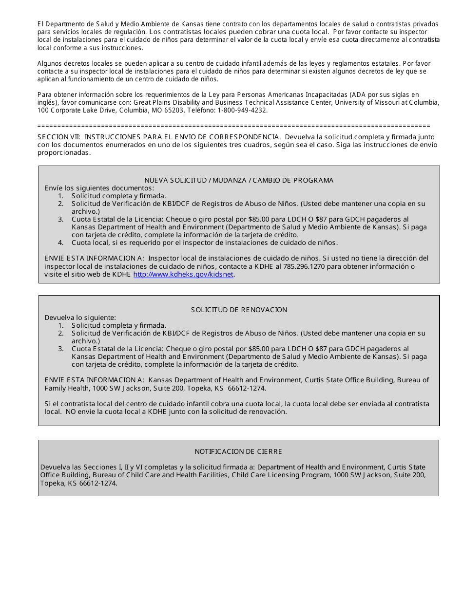 Formulario CCL.201 Solicitud Para Una Guarderia De Ninos En Hogar Con Licencia O Una Guarderia Grupal De Ninos En Hogar Con Licencia - Kansas (Spanish), Page 5