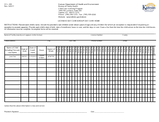 Document preview: Form CCL.205 Licensed Day Care/Group Day Care Home - Kansas