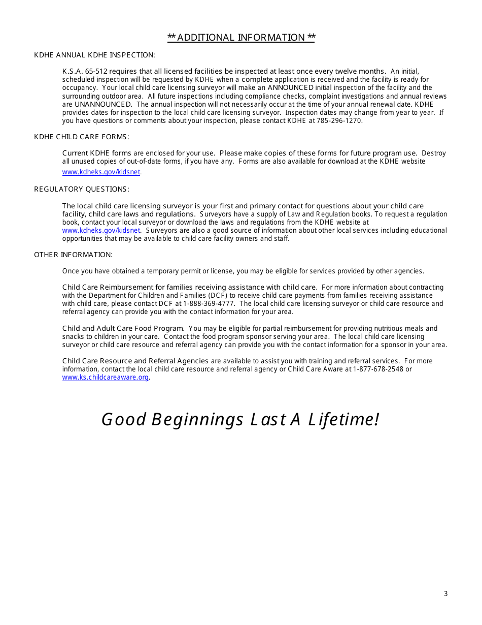 Instructions for Form CCL.801 Application for a School Age Drop-In Program - Kansas, Page 3