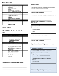 Vehicle Inspection Record Form - Pre- Mid- Post- and Weekly - Kansas, Page 2