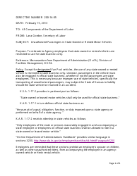 Agreement Between the Kansas Department of Labor and Driver of State Vehicle - Kansas