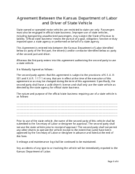 Agreement Between the Kansas Department of Labor and Driver of State Vehicle - Kansas, Page 3