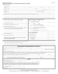 K-WC Form D Settlement Agreement - Final Receipt and Release of Liability - Kansas, Page 2