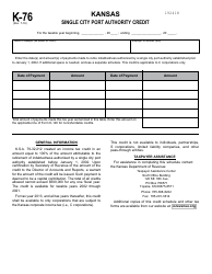 Document preview: Form K-76 Single City Port Authority Credit - Kansas