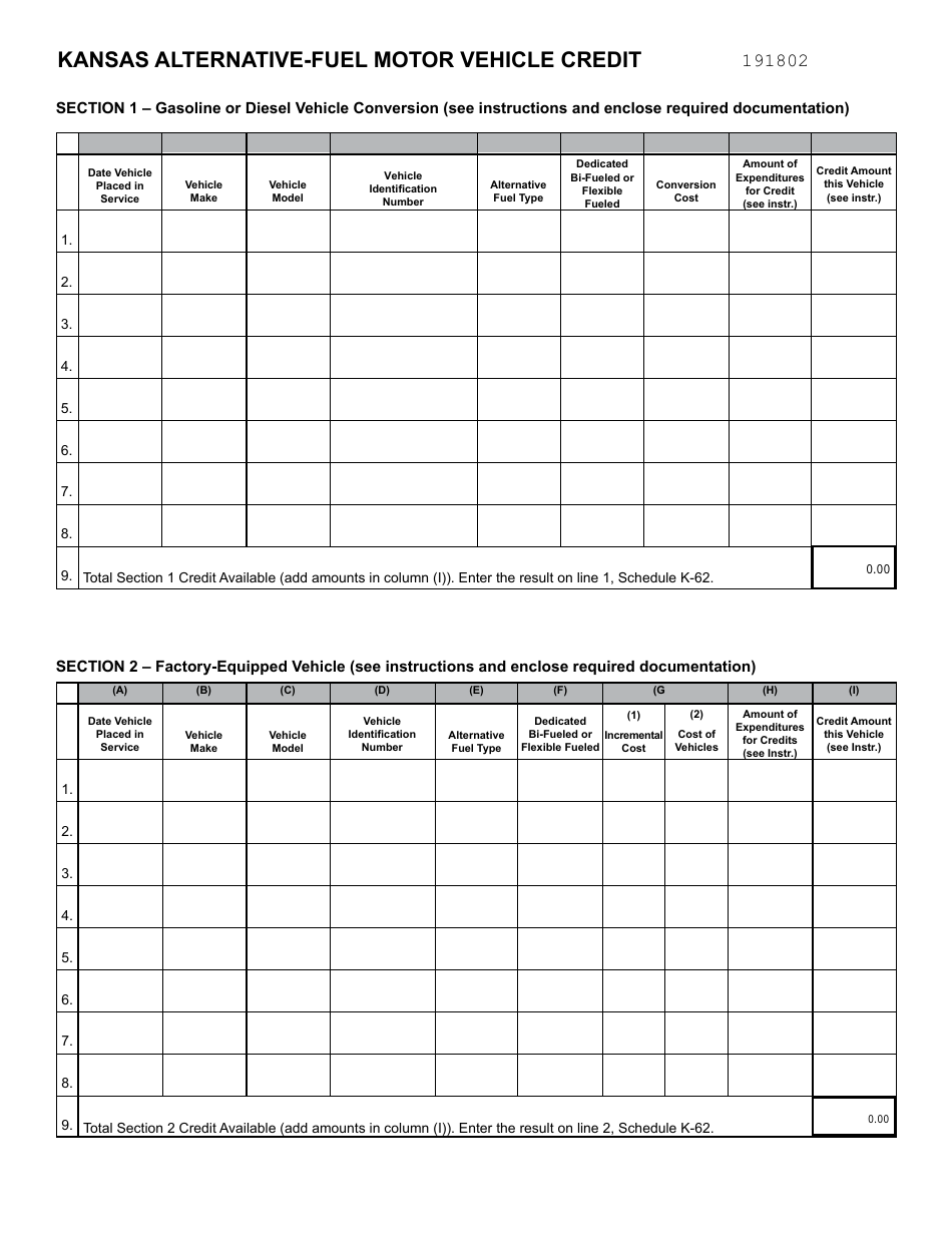 Form K-62 Alternative-Fuel Tax Credit - Kansas, Page 2