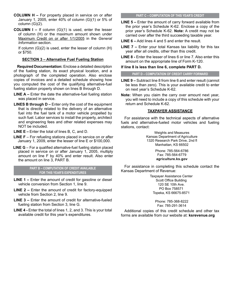 Form K-62 - Fill Out, Sign Online And Download Fillable Pdf, Kansas 