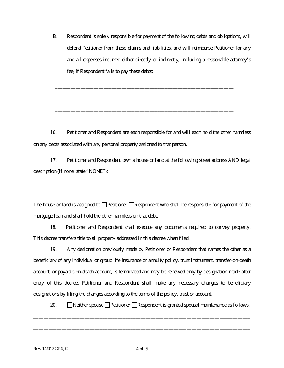 Decree of Divorce (Without Children) - Kansas, Page 4