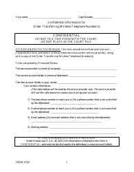 &quot;Confidential Information for Order Transferring Wireless Telephone Number(S)&quot; - Kansas