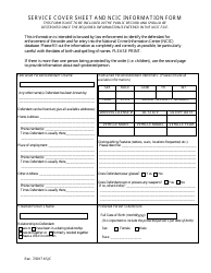 Service Cover Sheet and Ncic Information Form - Kansas