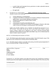 Form 104 Application for Care by Law Enforcement Officer - Kansas, Page 2