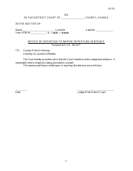 Document preview: Form 353 Notice of Intention to Impose Departure Sentence - Kansas