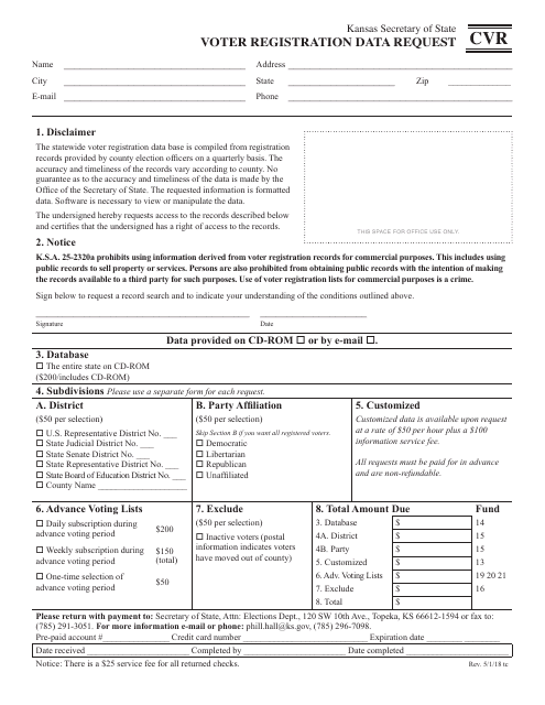 Form CVR  Printable Pdf