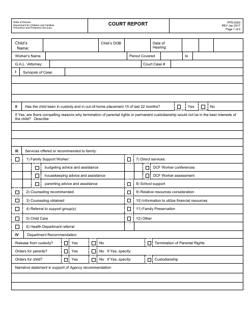 Form PPS-3003  Printable Pdf