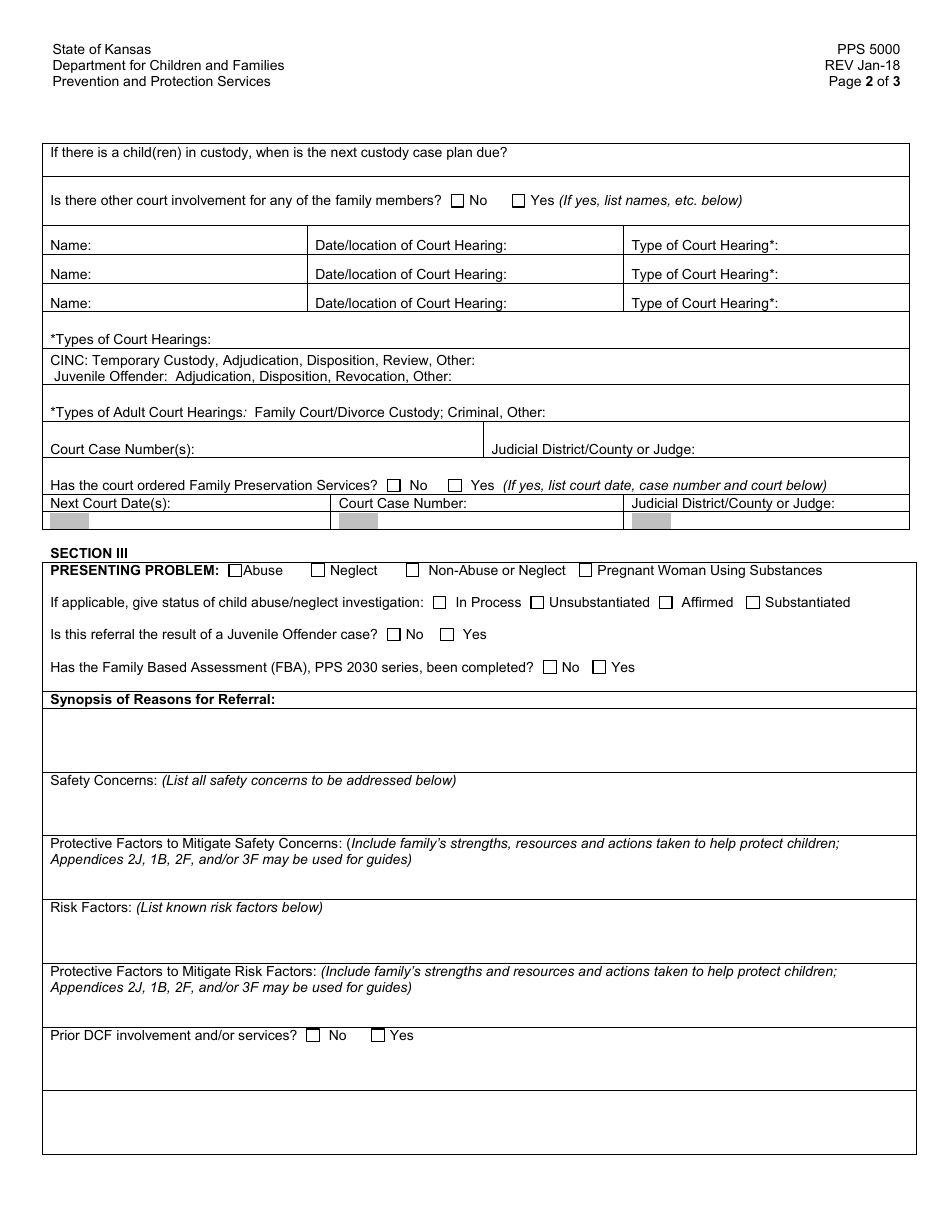 Form PPS5000 - Fill Out, Sign Online and Download Printable PDF, Kansas ...