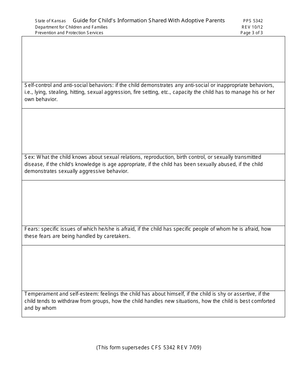 Form PPS5342 Guide for Childs Information Shared With Adoptive Parents - Kansas, Page 3